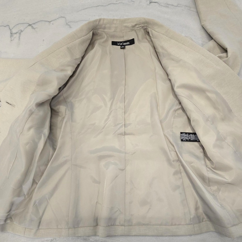 Le Suit Separates Beige Blazer Jacket 6P Petite 2-Button Career Washable - Picture 7 of 9